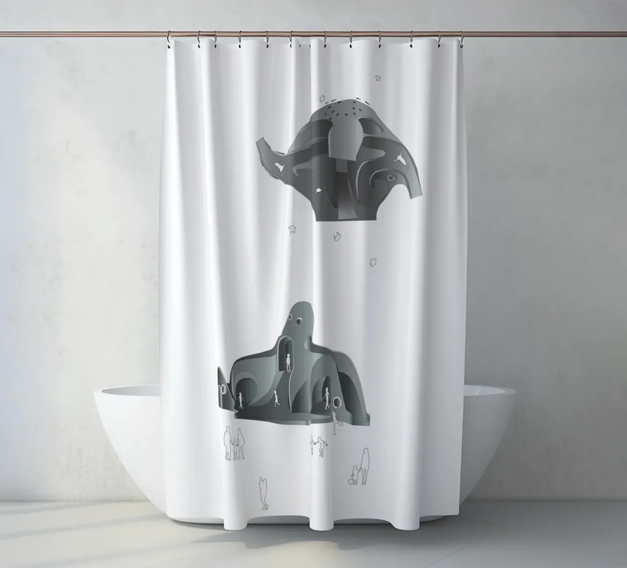 Octopus Play | Press Play Original Art Print shower curtain by Press Play Art Prints