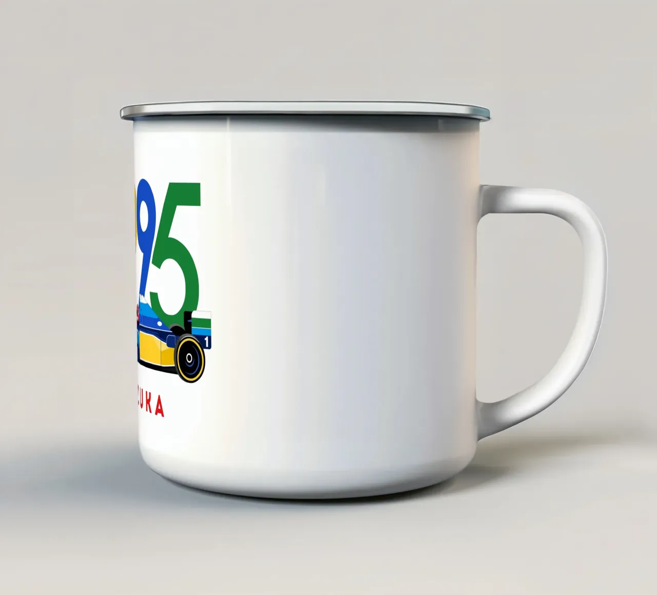 Schumi Suzuka 1995 tazza in smalto da Mariel Toigo