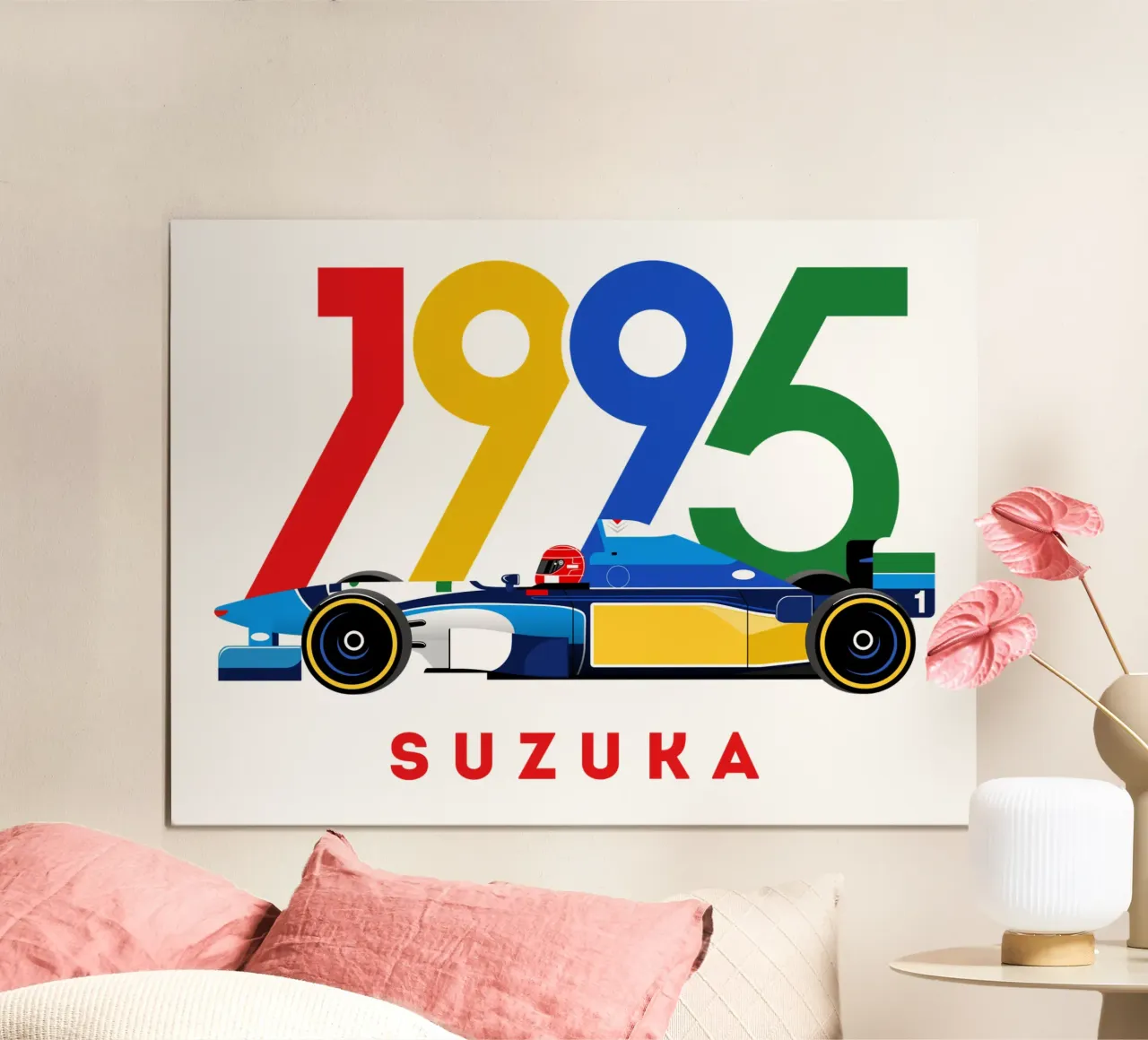 Schumi Suzuka 1995 poster with aluminum frame by Mariel Toigo