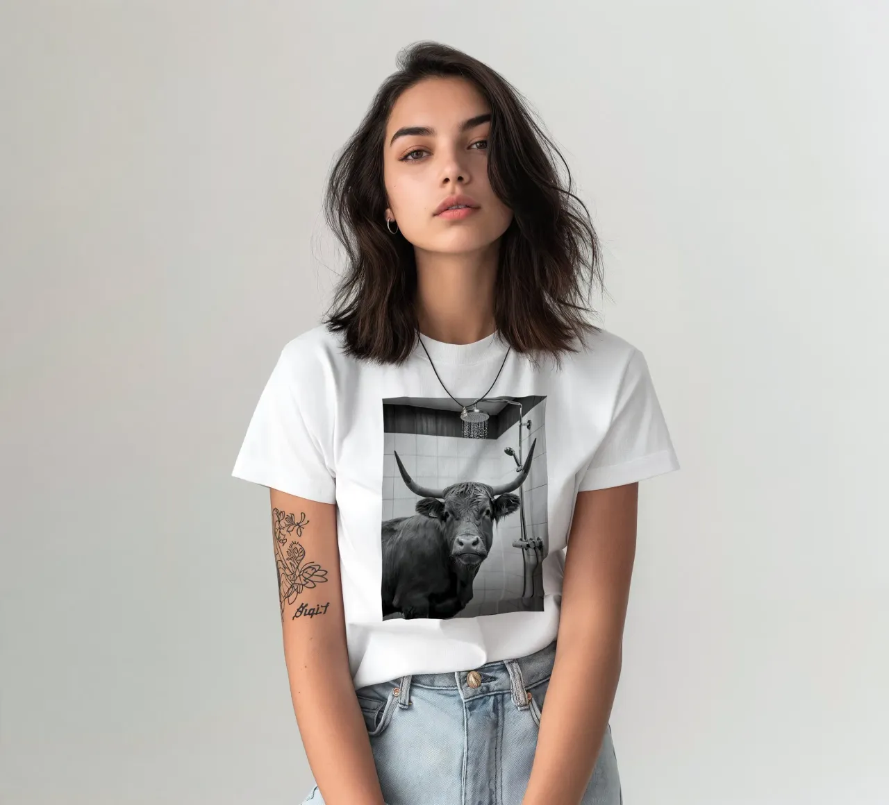 Mucca scozzese in bagno t-shirt da Plain Thoughts