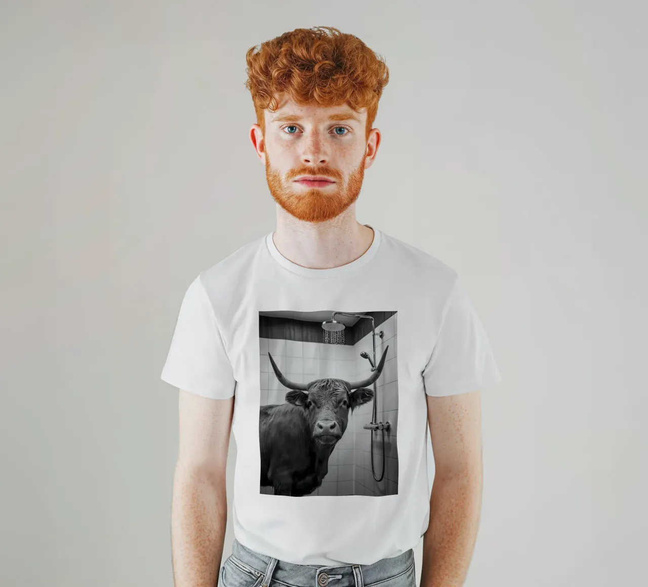 Mucca scozzese in bagno t-shirt da Plain Thoughts