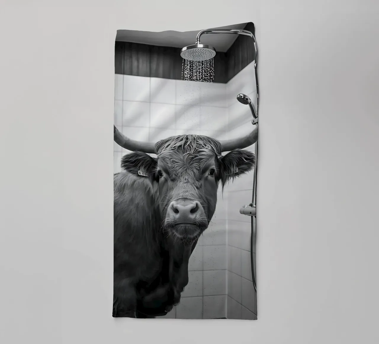 Mucca scozzese in bagno asciugamano da bagno da Plain Thoughts