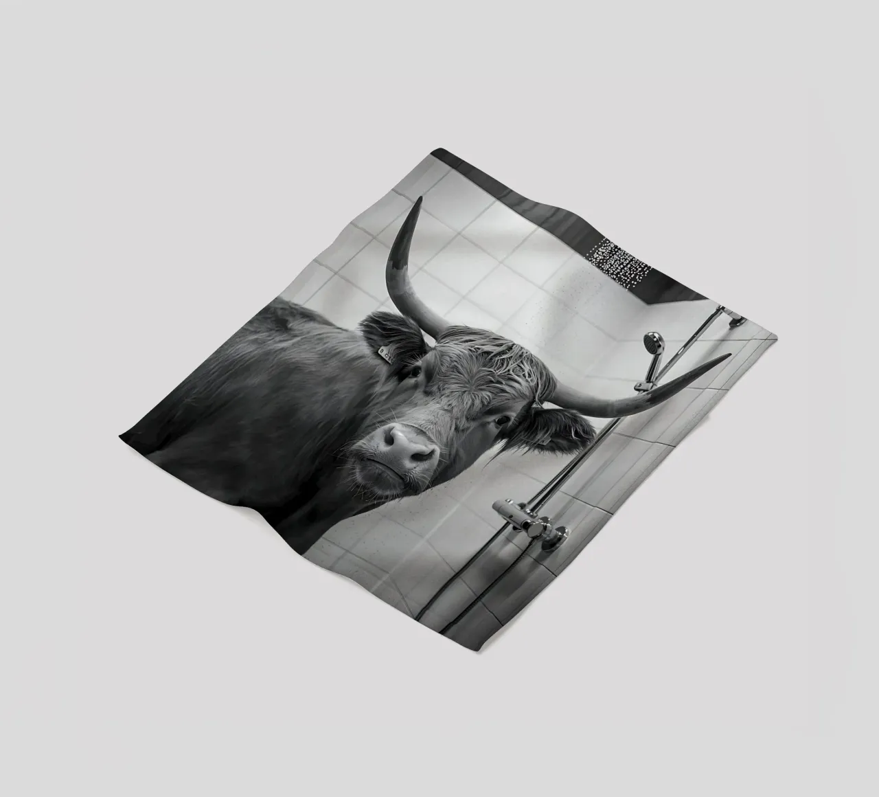 Mucca scozzese in bagno coperta in pile da Plain Thoughts