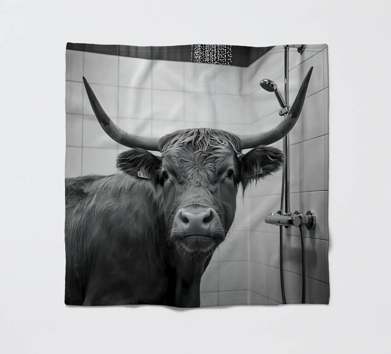 Mucca scozzese in bagno coperta in pile da Plain Thoughts