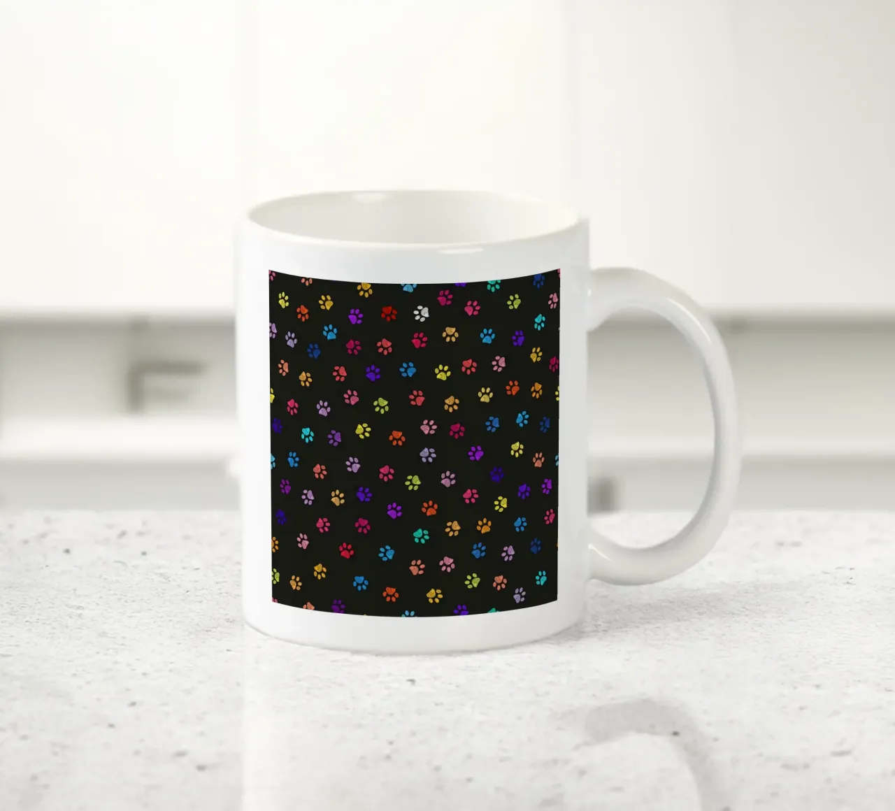 Stampa a zampa multicolore tazza in ceramica da gulsengunel