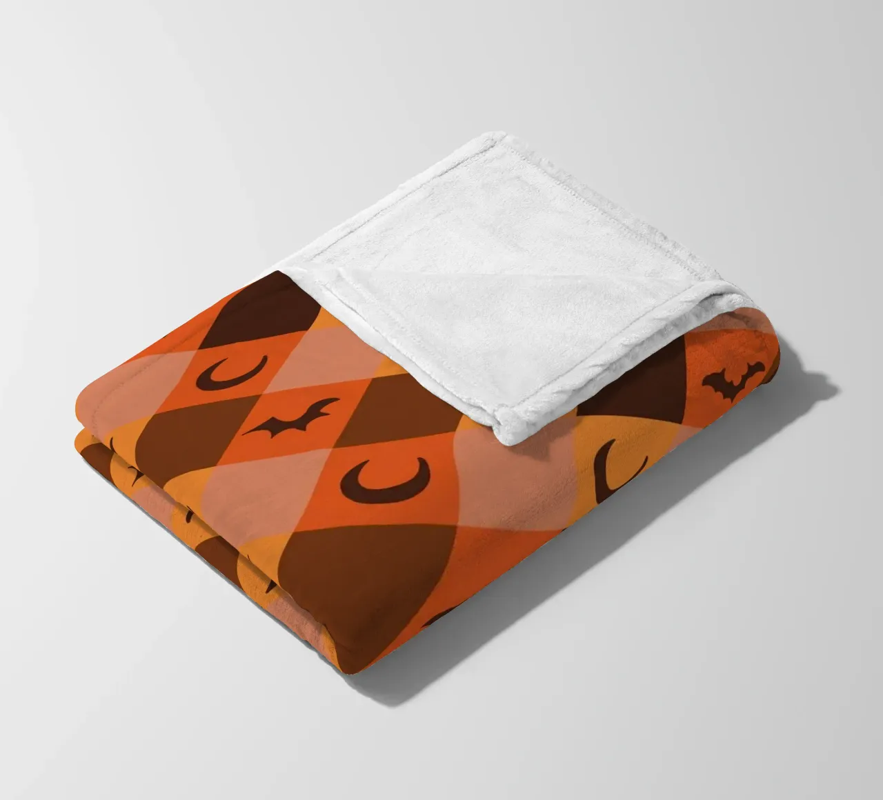 Pumpkin with plaid pattern bats and moon fleece blanket by gulsengunel