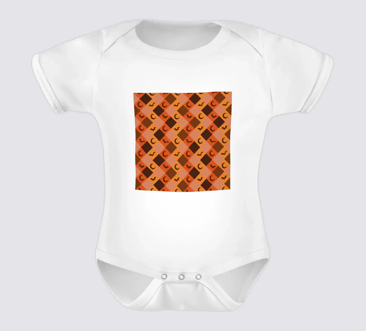 Pumpkin with plaid pattern bats and moon short-sleeve baby romper by gulsengunel