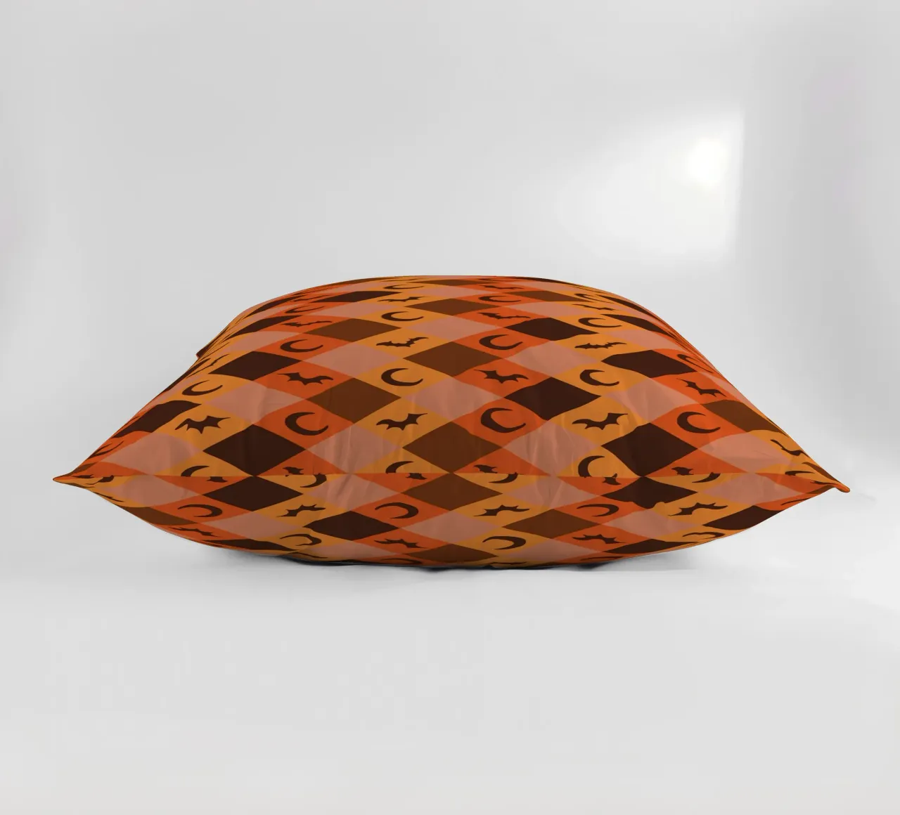 Pumpkin with plaid pattern bats and moon decorative cushion by gulsengunel