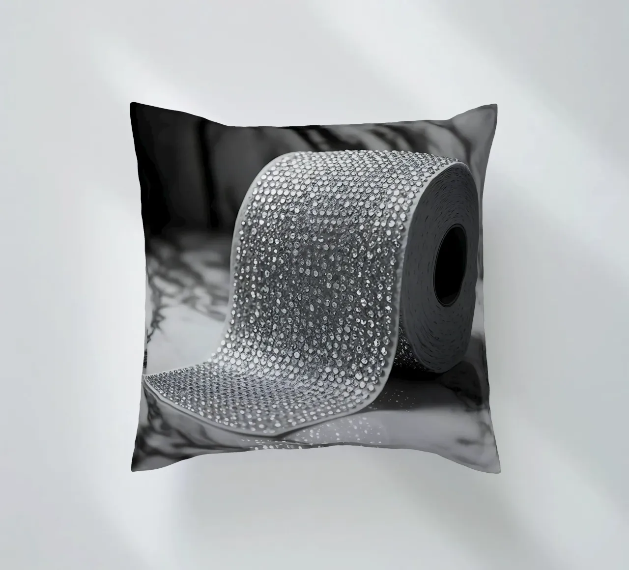 Rotolo di carta igienica intarsiata con diamanti cuscino da Plain Thoughts