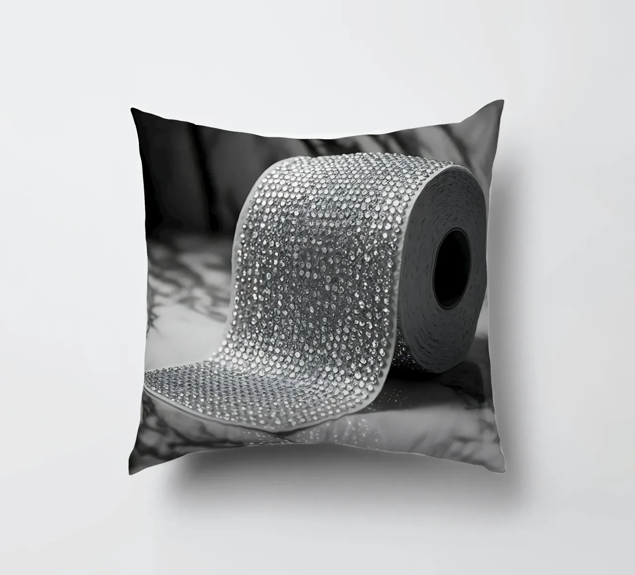 Rotolo di carta igienica intarsiata con diamanti cuscino da Plain Thoughts