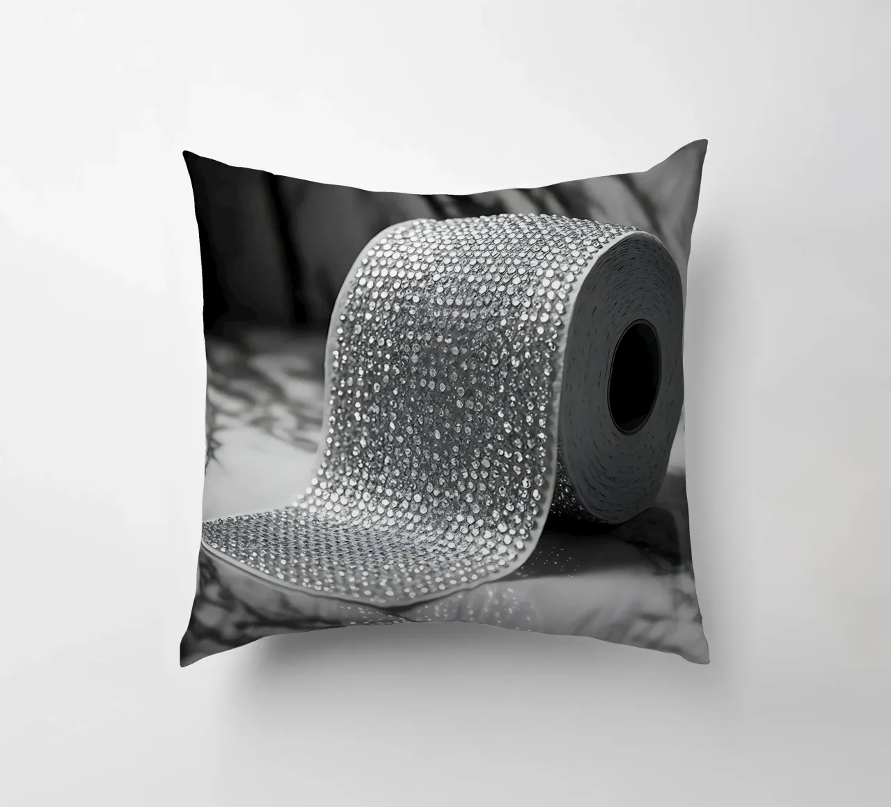 Rotolo di carta igienica intarsiata con diamanti cuscino da Plain Thoughts