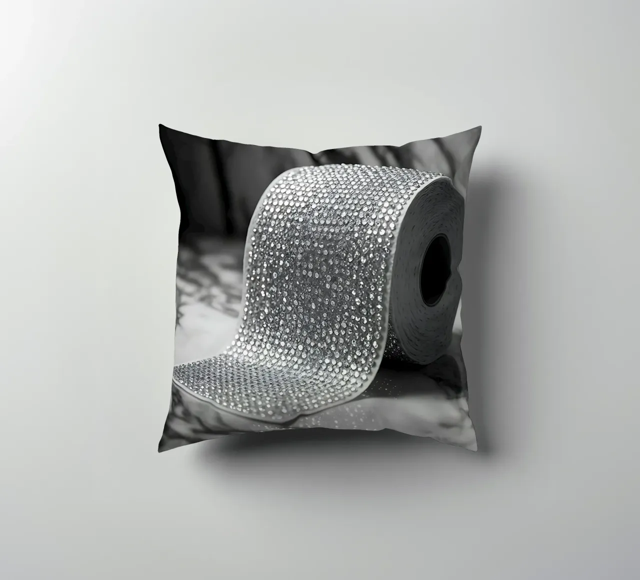 Rotolo di carta igienica intarsiata con diamanti cuscino da Plain Thoughts