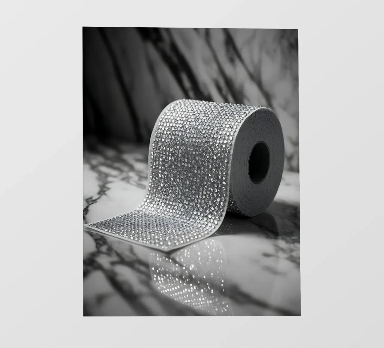 Rotolo di carta igienica intarsiata con diamanti telo in pvc da Plain Thoughts
