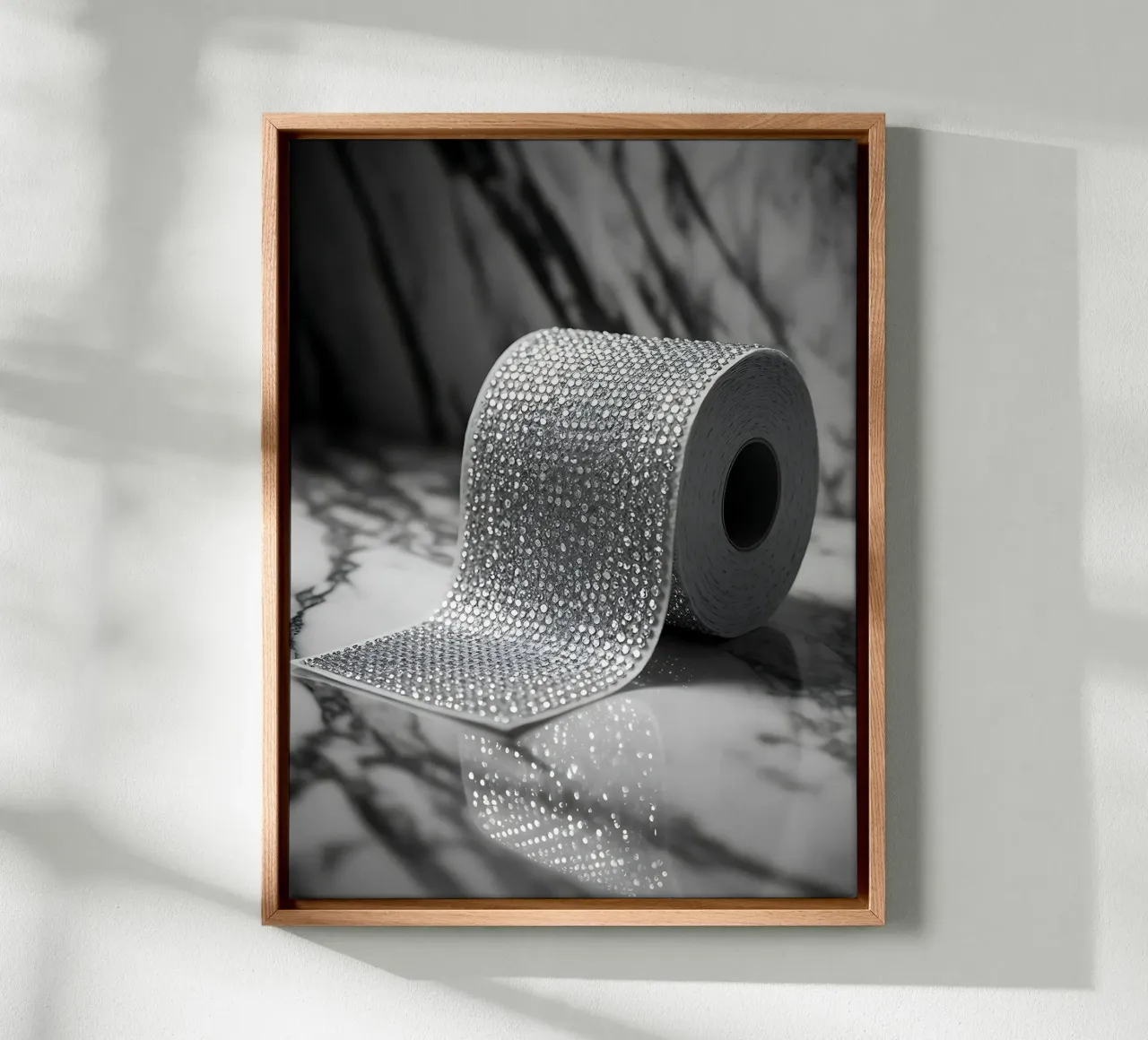 Rol met diamanten ingelegd toiletpapier canvas met Baklijst van Plain Thoughts