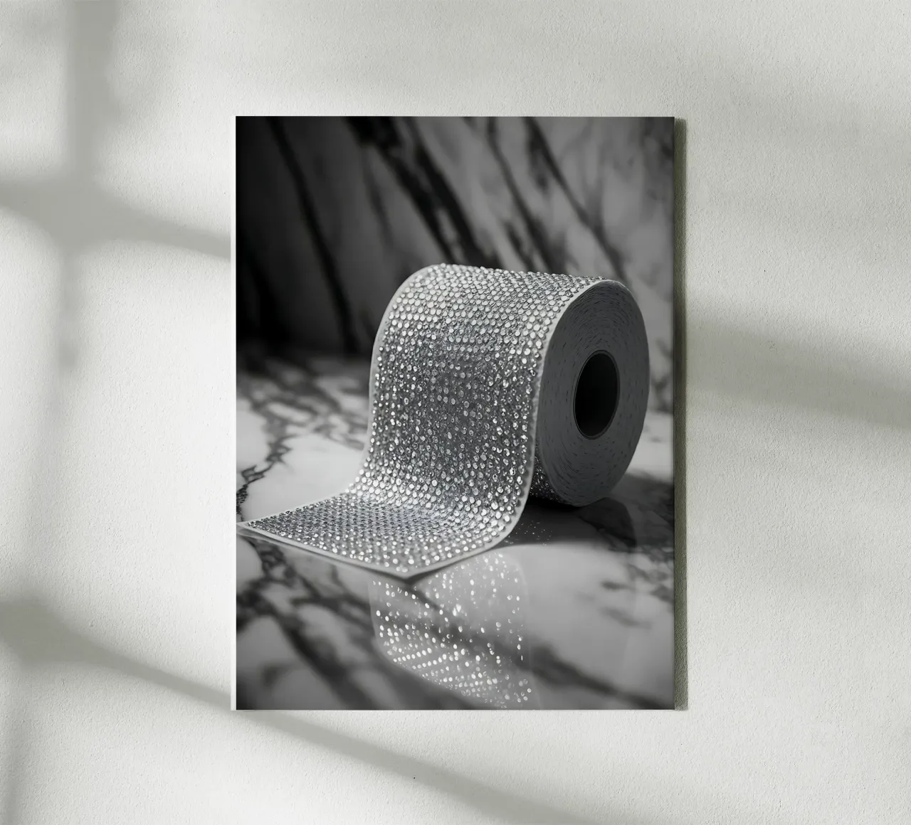Rol met diamanten ingelegd toiletpapier canvas met Baklijst van Plain Thoughts