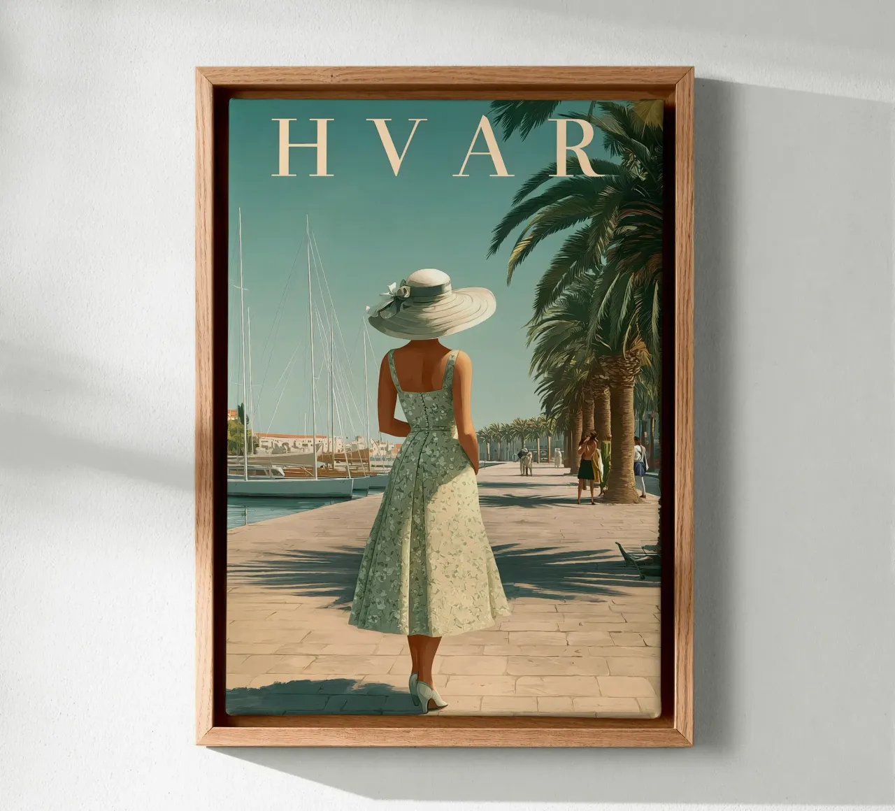 Poster di viaggio vintage di Hvar tela con Cornice a cassetta da Vintage Travel Art