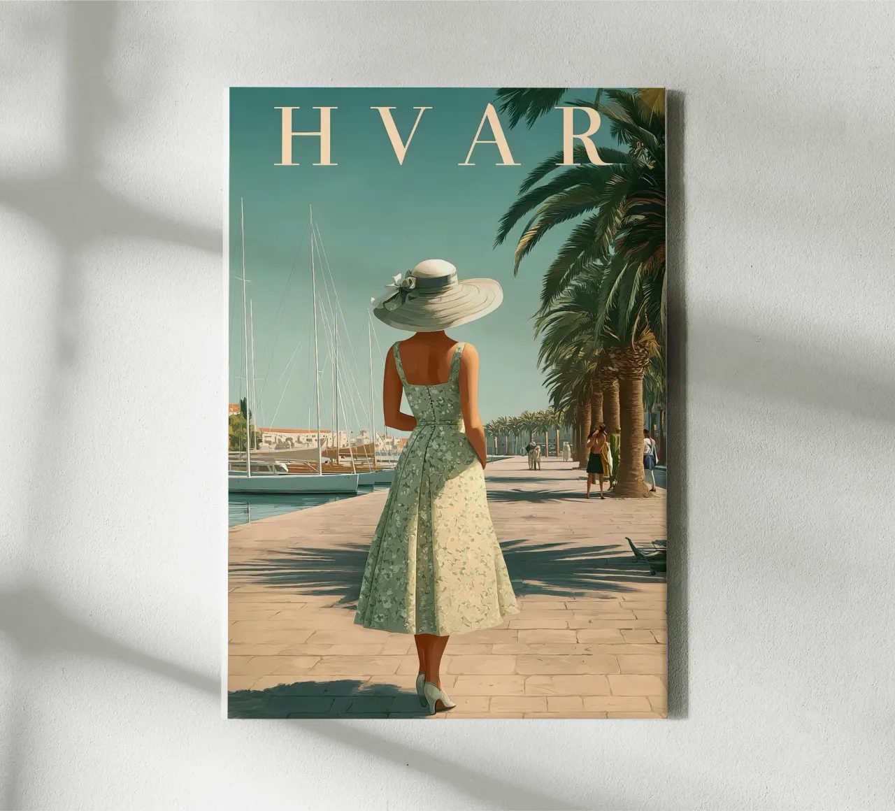 Poster di viaggio vintage di Hvar tela con Cornice a cassetta da Vintage Travel Art