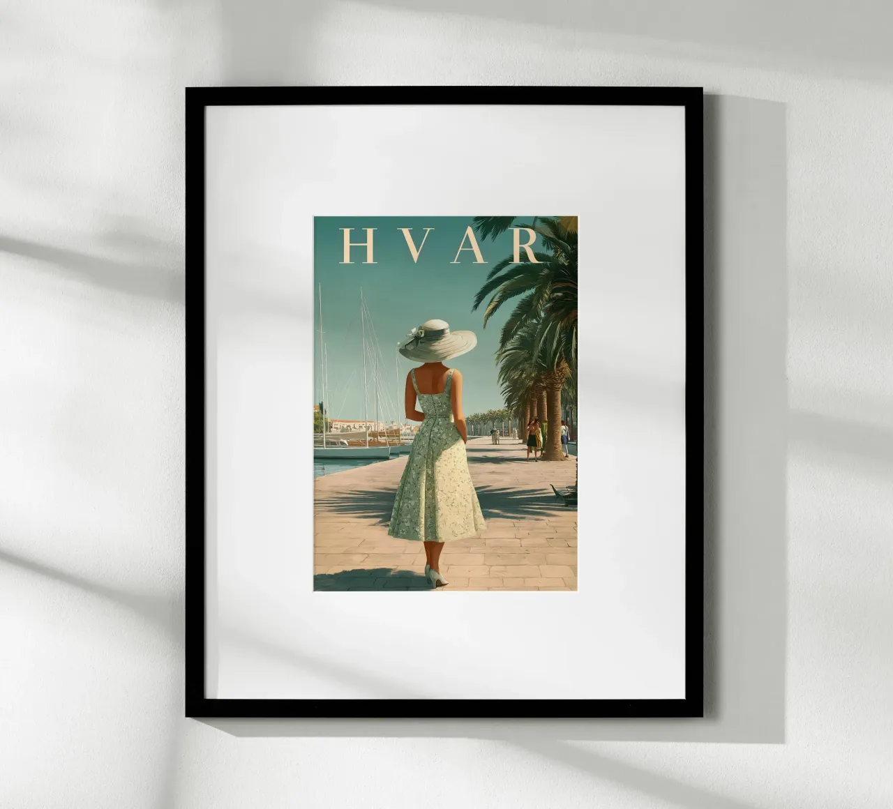 Poster di viaggio vintage di Hvar poster con telaio in legno da Vintage Travel Art