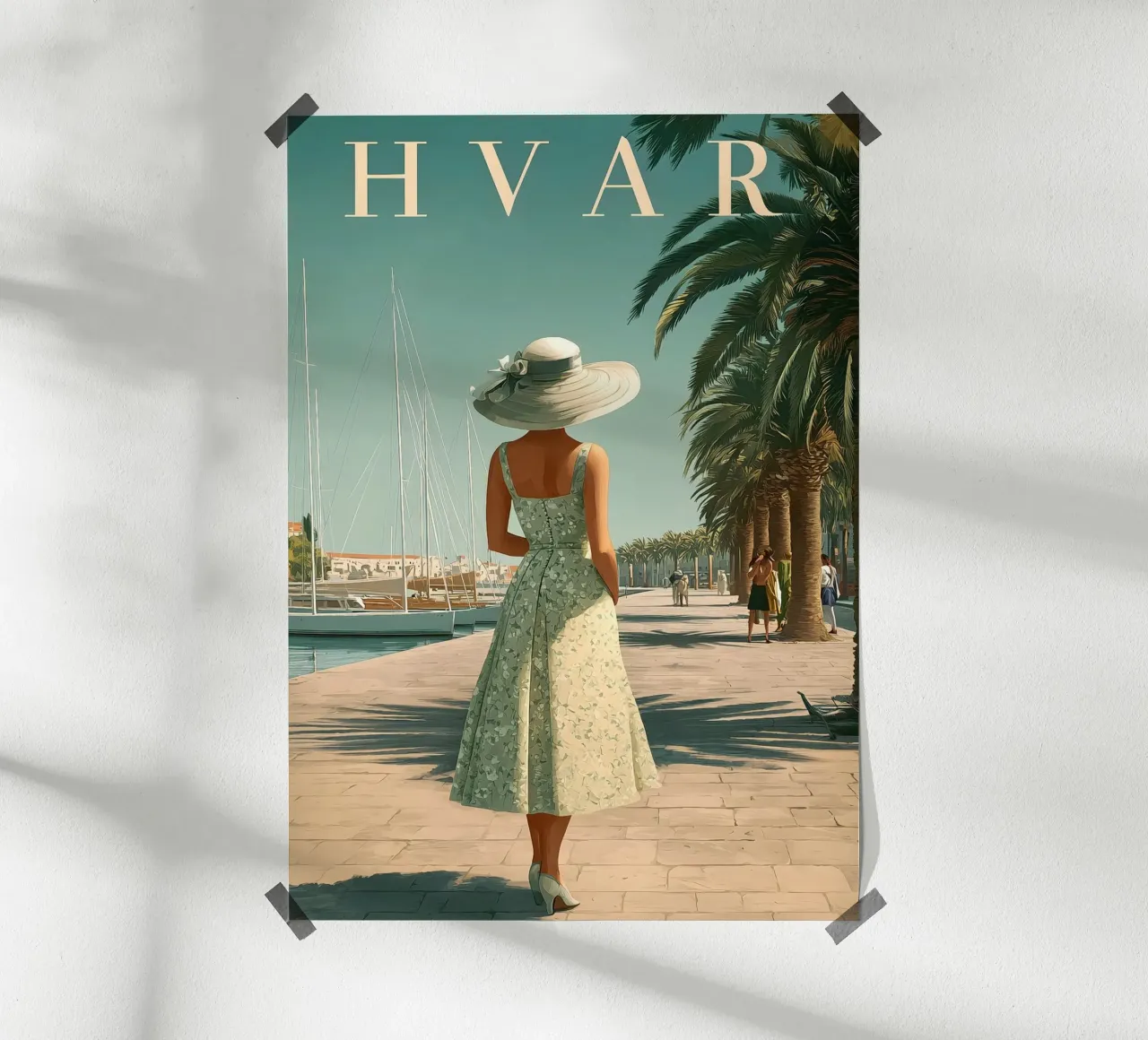 Poster di viaggio vintage di Hvar poster con telaio in legno da Vintage Travel Art