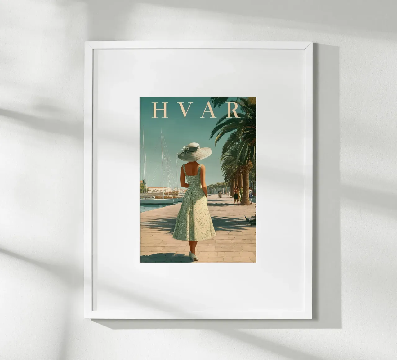 Poster di viaggio vintage di Hvar poster con telaio in legno da Vintage Travel Art