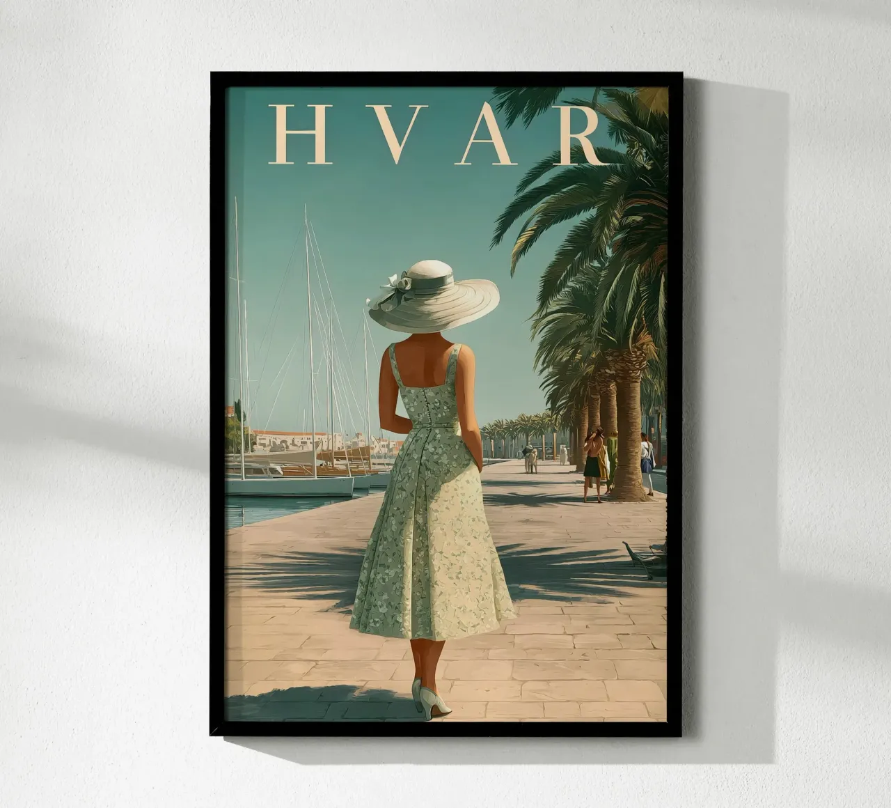 Poster di viaggio vintage di Hvar poster con telaio in legno da Vintage Travel Art