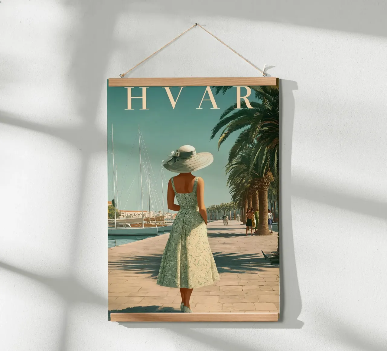 Poster di viaggio vintage di Hvar poster con telaio in legno da Vintage Travel Art