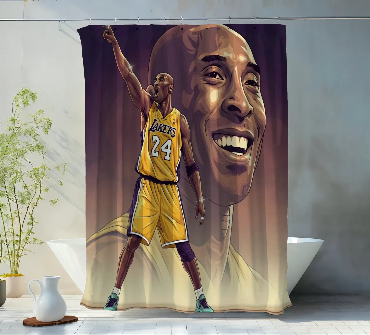 Basketball icon - Kobe Bryant shower curtain by Lembayung art