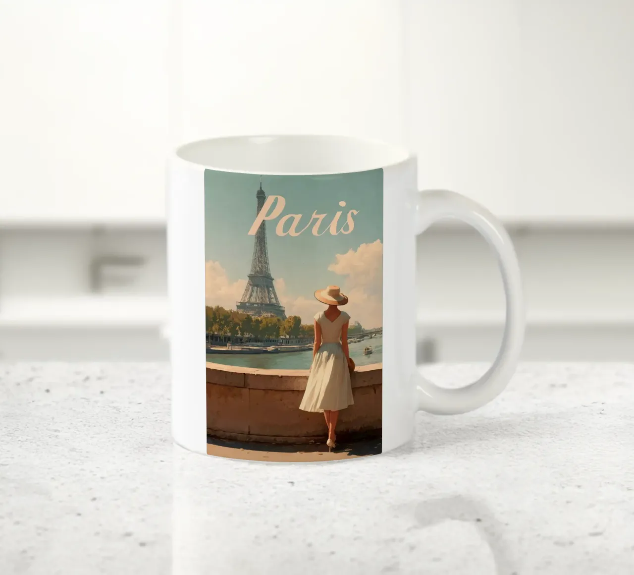Poster di viaggio vintage di Parigi tazza in ceramica da Vintage Travel Art