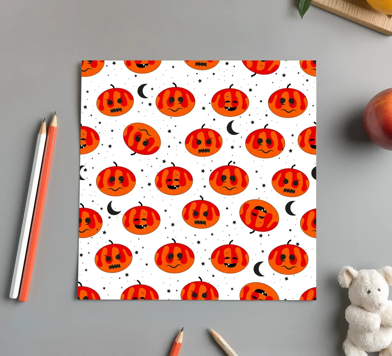 Pumpkins seamless fabric design pattern with moon and stars (citrouilles sans couture avec lune et étoiles) planche autocollant de gulsengunel