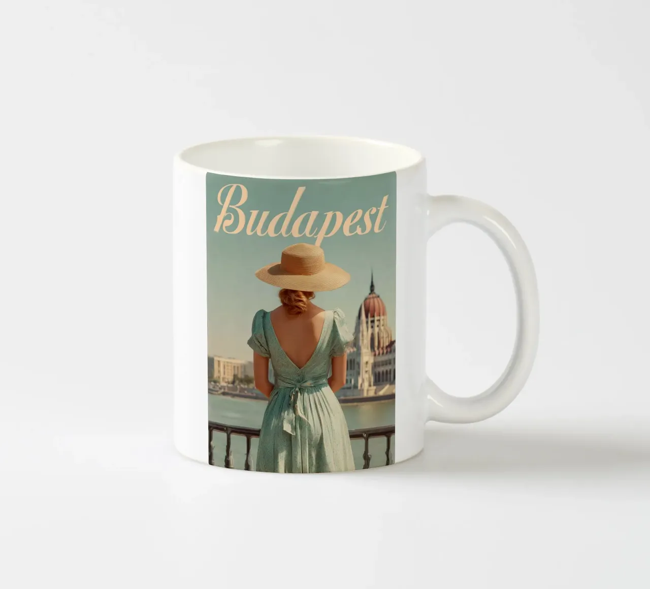 Budapest vintage art ceramic mug by Vintage Travel Art