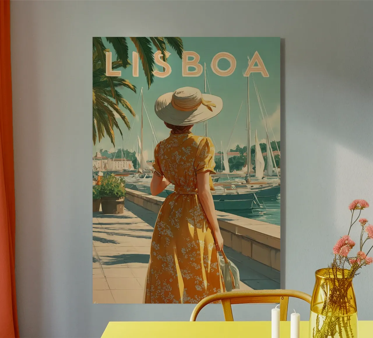 Lisbon vintage art acrylic glass by Vintage Travel Art