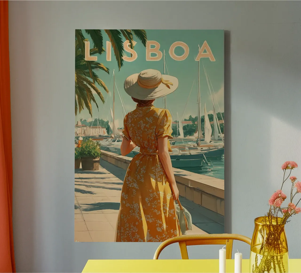 Lisbon vintage art canvas by Vintage Travel Art