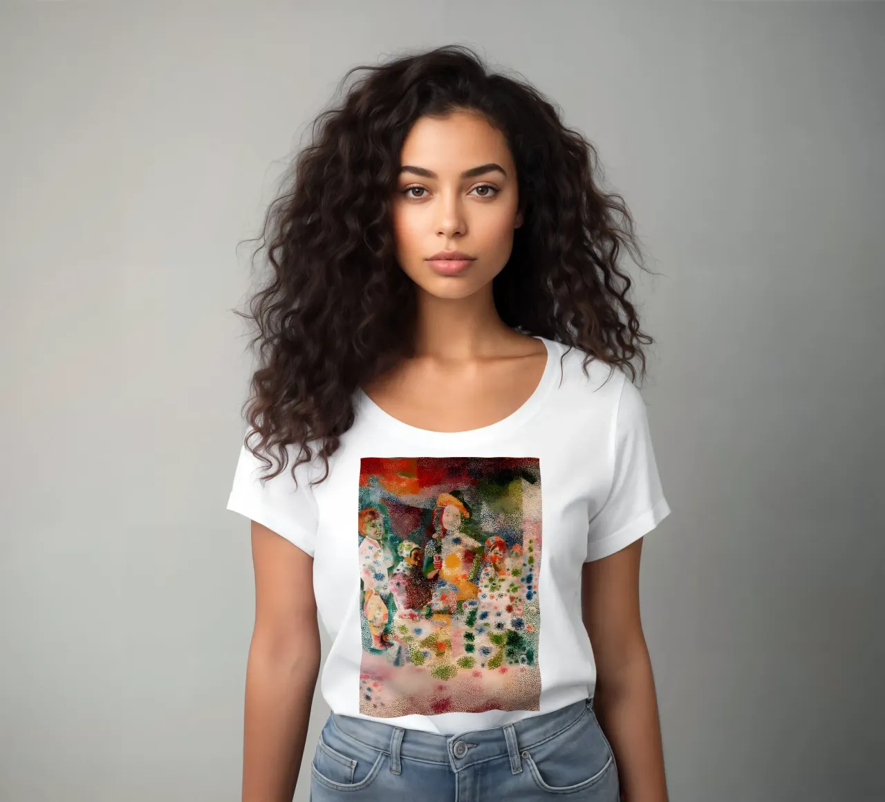 Picasso Inspired Child Portrait - Abstract Expressionist Pri women's fitted t-shirt by homdeco