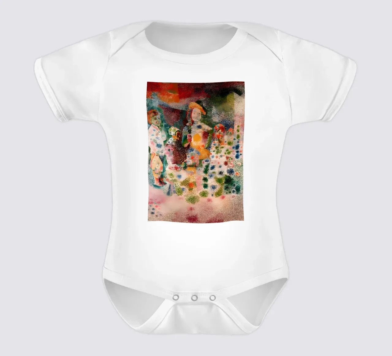Picasso Inspired Child Portrait - Abstract Expressionist Pri short-sleeve baby romper by homdeco