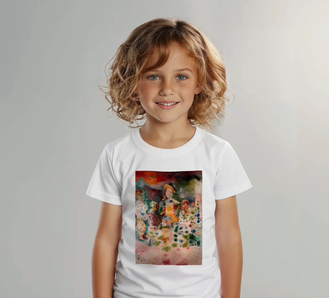 Picasso Inspired Child Portrait - Abstract Expressionist Pri kids t-shirt by homdeco