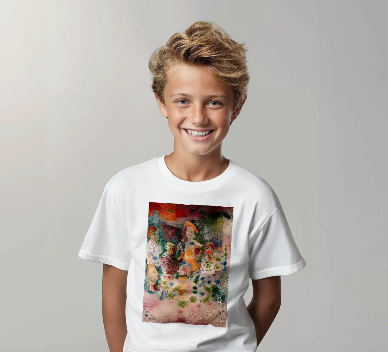 Picasso Inspired Child Portrait - Abstract Expressionist Pri kids t-shirt by homdeco