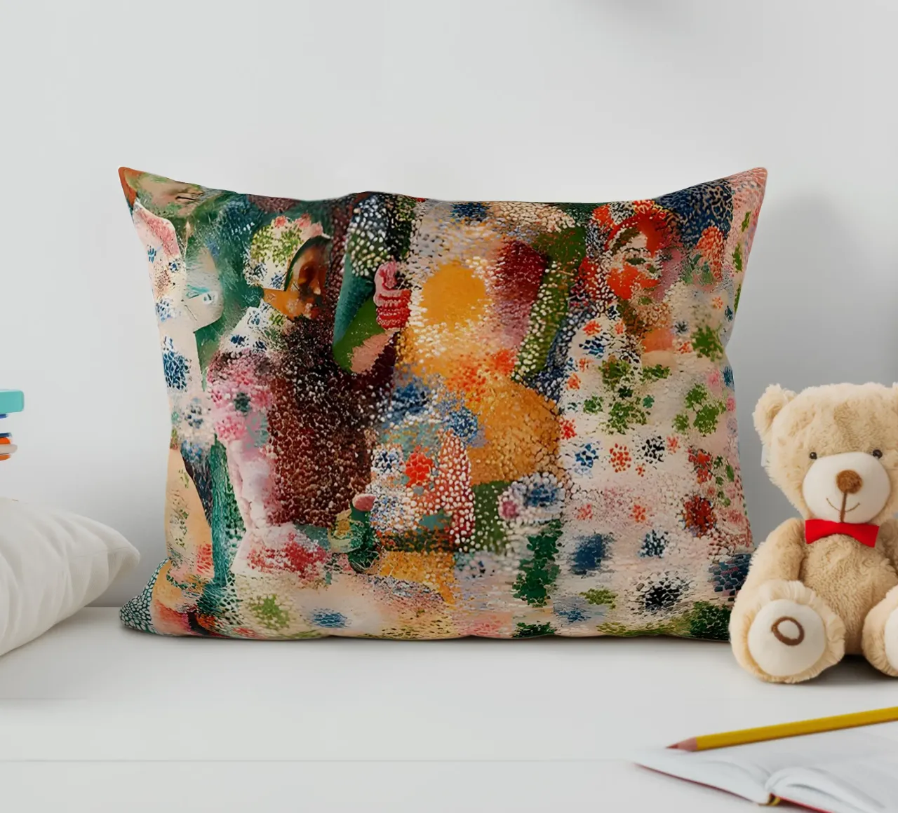 Picasso Inspired Child Portrait - Abstract Expressionist Pri decorative cushion by homdeco
