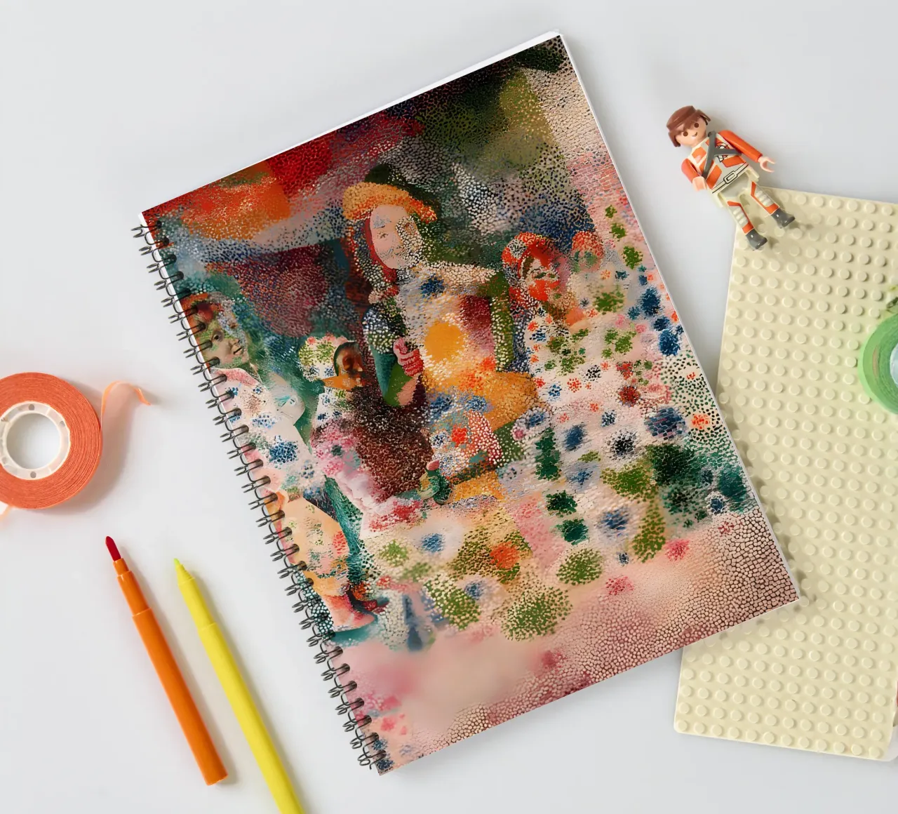 Picasso Inspired Child Portrait - Abstract Expressionist Pri spiral notebook by homdeco
