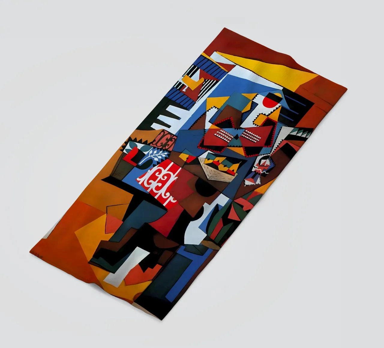 Picasso Inspired Still Life - Dynamic Cubist Art Print beach towel by homdeco