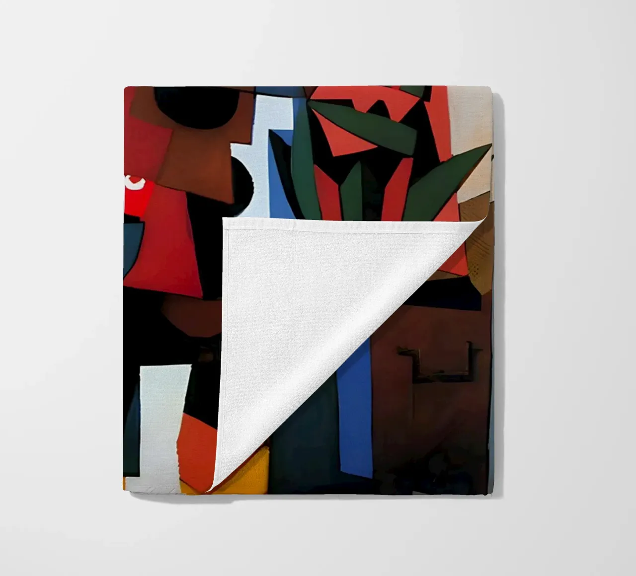 Picasso Inspired Still Life - Dynamic Cubist Art Print beach towel by homdeco