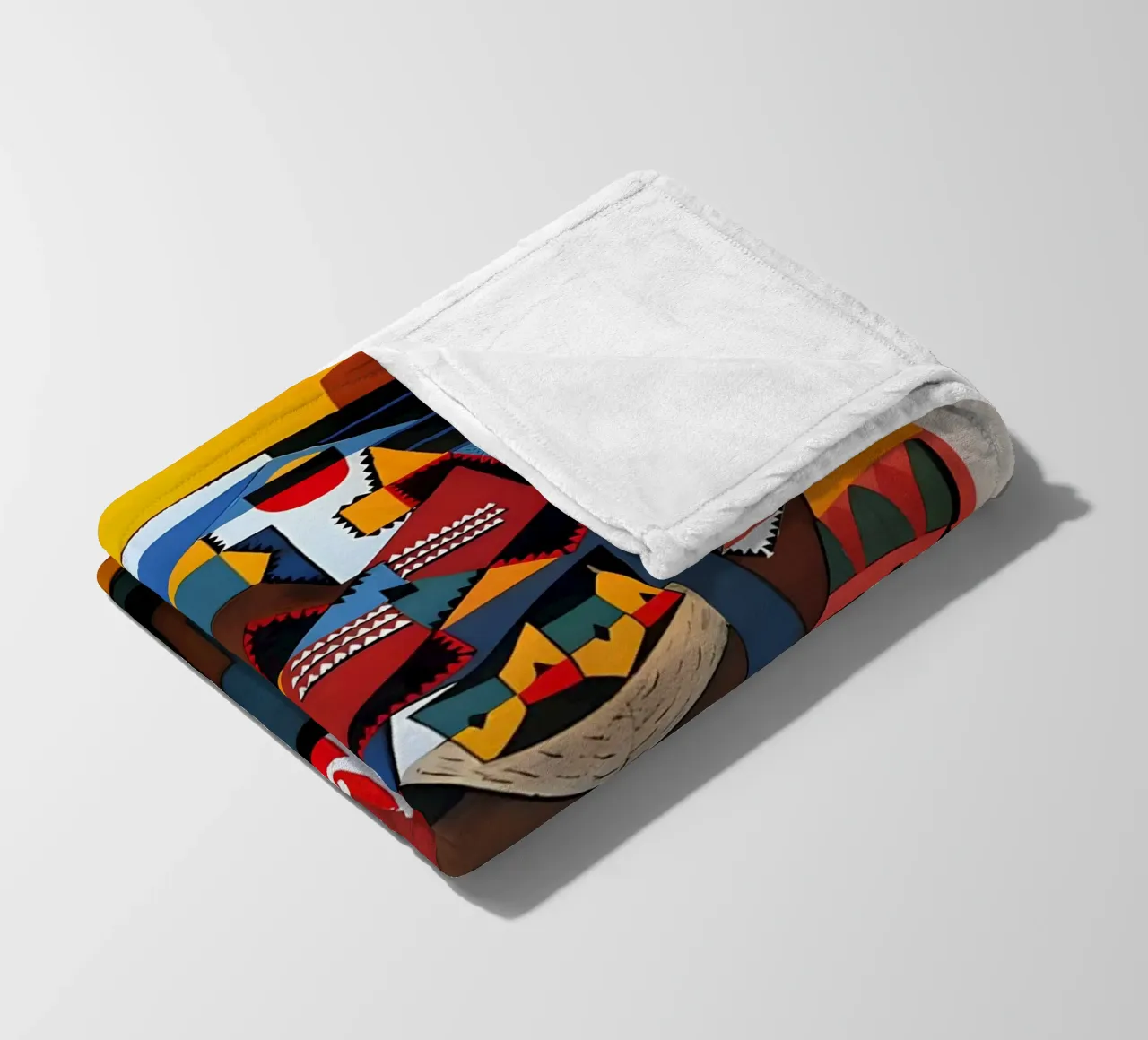 Picasso Inspired Still Life - Dynamic Cubist Art Print fleece blanket by homdeco