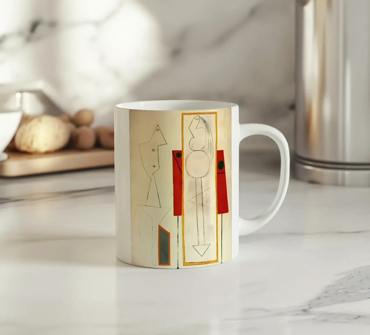 Forme surreali ispirate a Picasso - Arte astratta minimalista Pri tazza in ceramica da homdeco