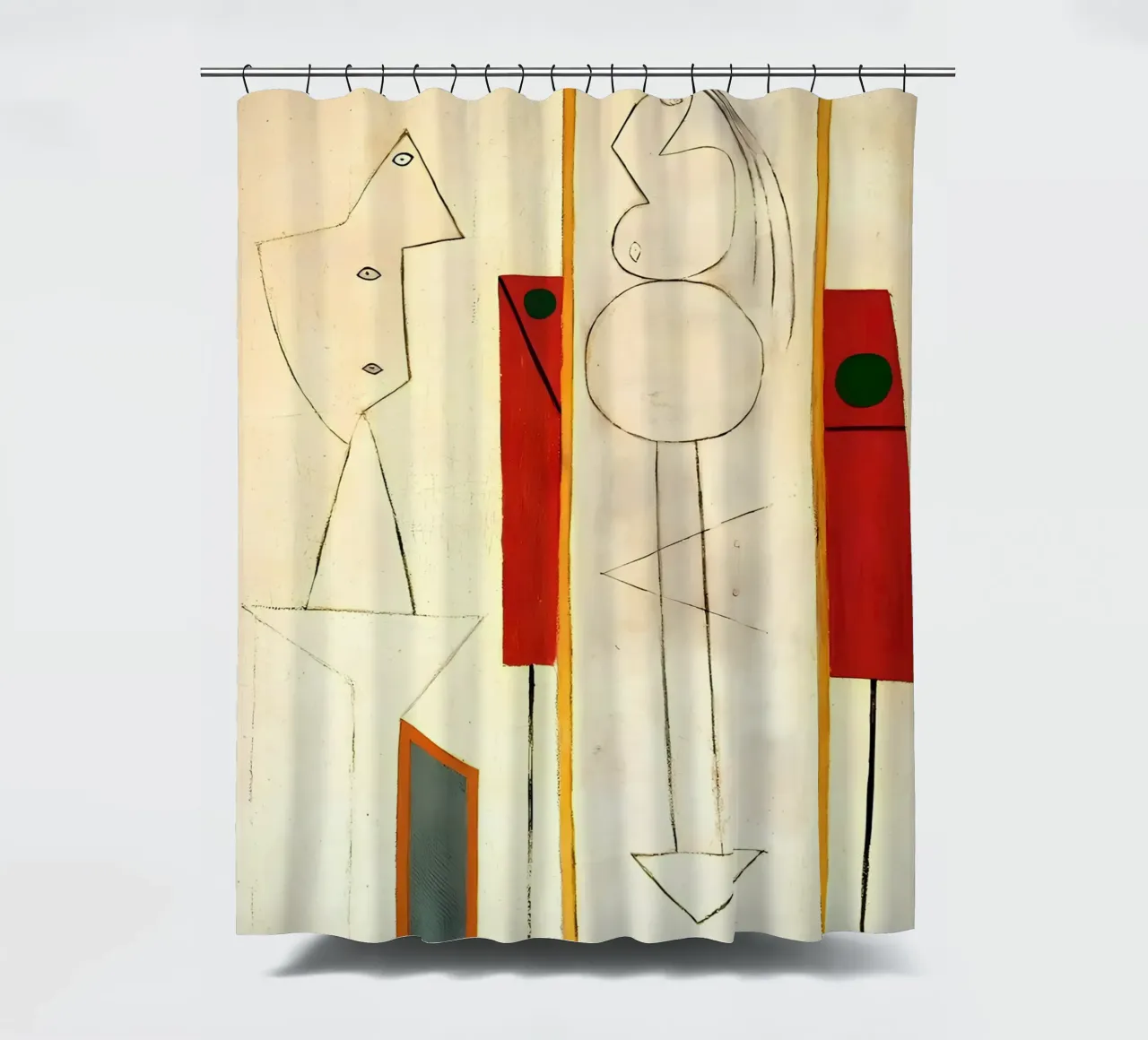 Forme surreali ispirate a Picasso - Arte astratta minimalista Pri tenda da doccia da homdeco