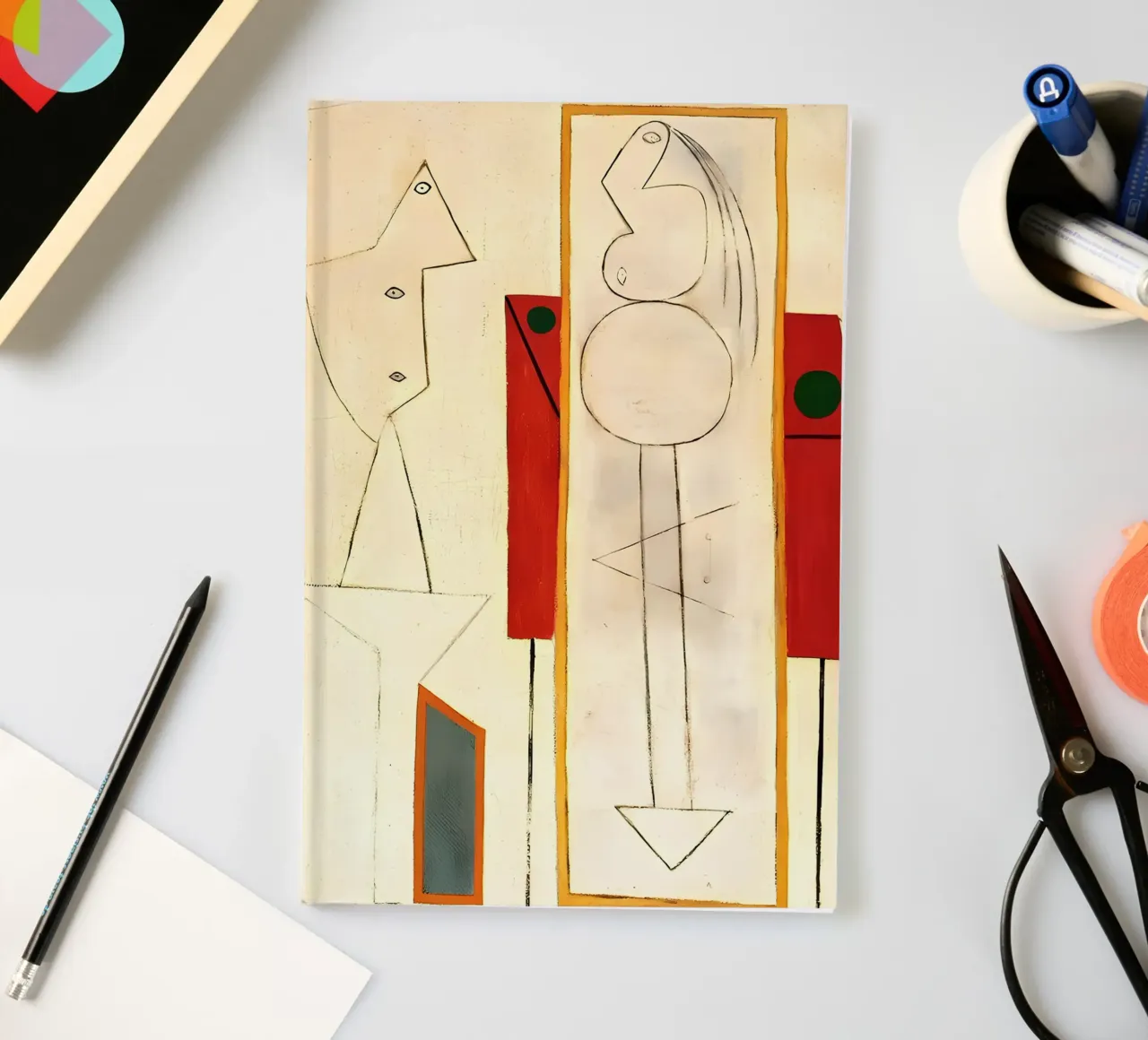 Picasso Inspired Surreal Forms - Minimalist Abstract Art Pri notebook by homdeco