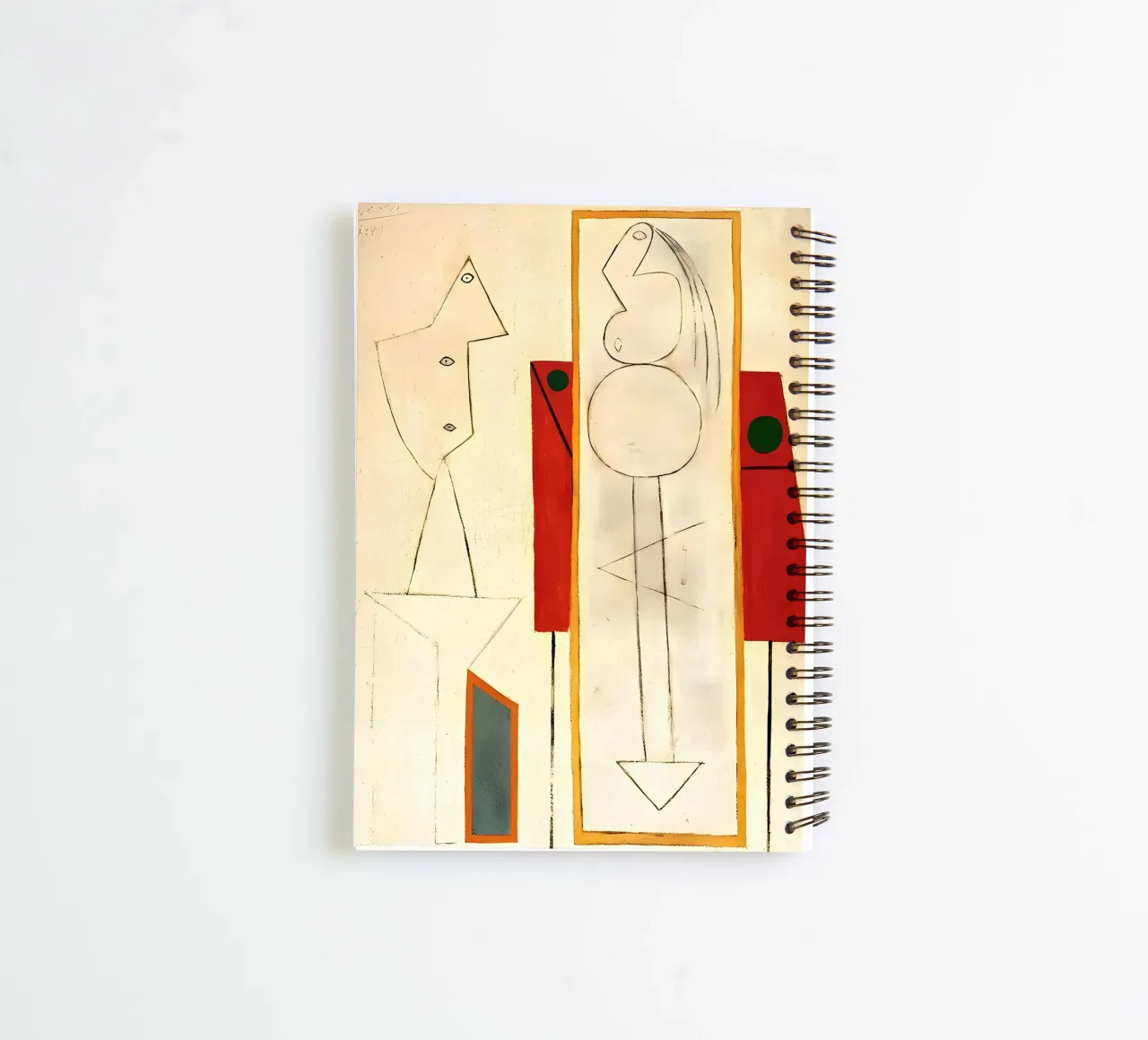 Picasso Inspired Surreal Forms - Minimalist Abstract Art Pri spiral notebook by homdeco