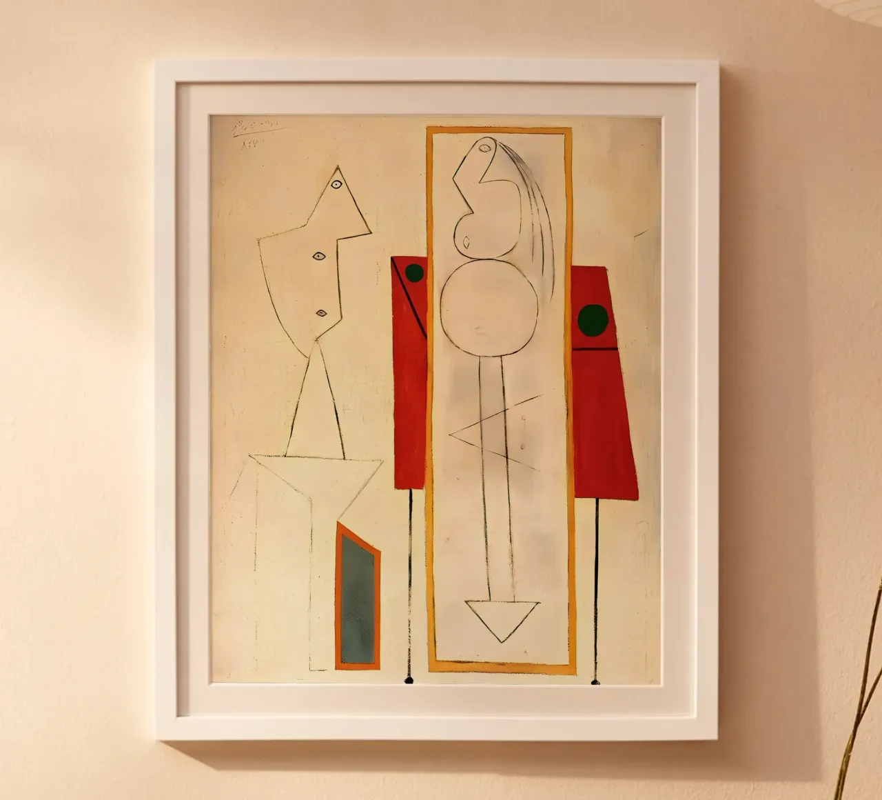 Picasso Inspired Surreal Forms - Minimalist Abstract Art Pri poster with plastic frame by homdeco