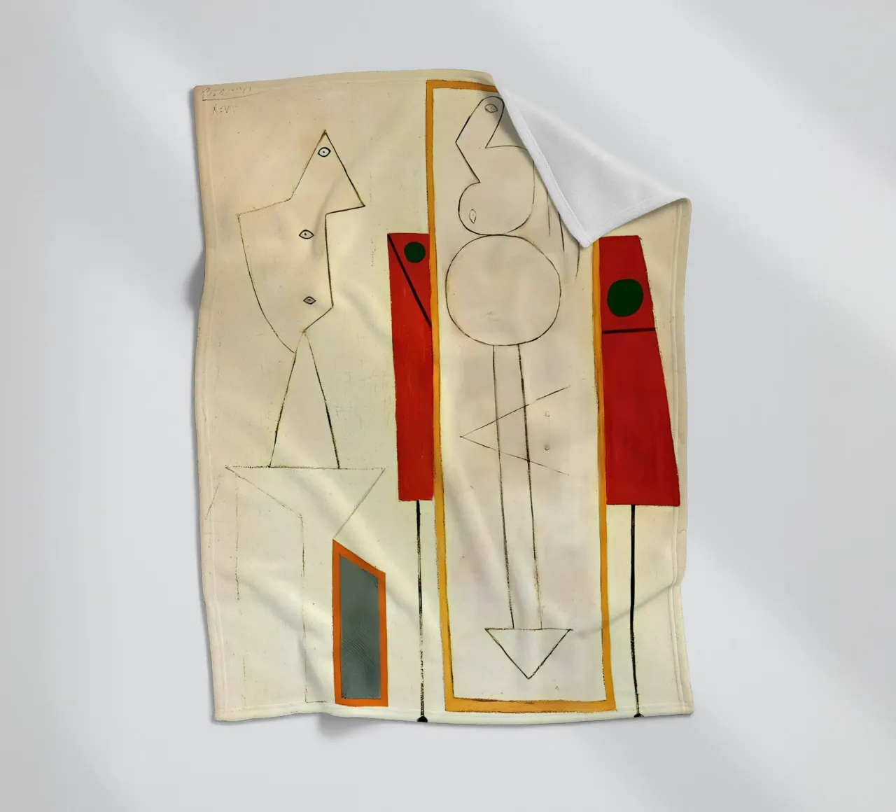 Forme surreali ispirate a Picasso - Arte astratta minimalista Pri coperta in pile da homdeco
