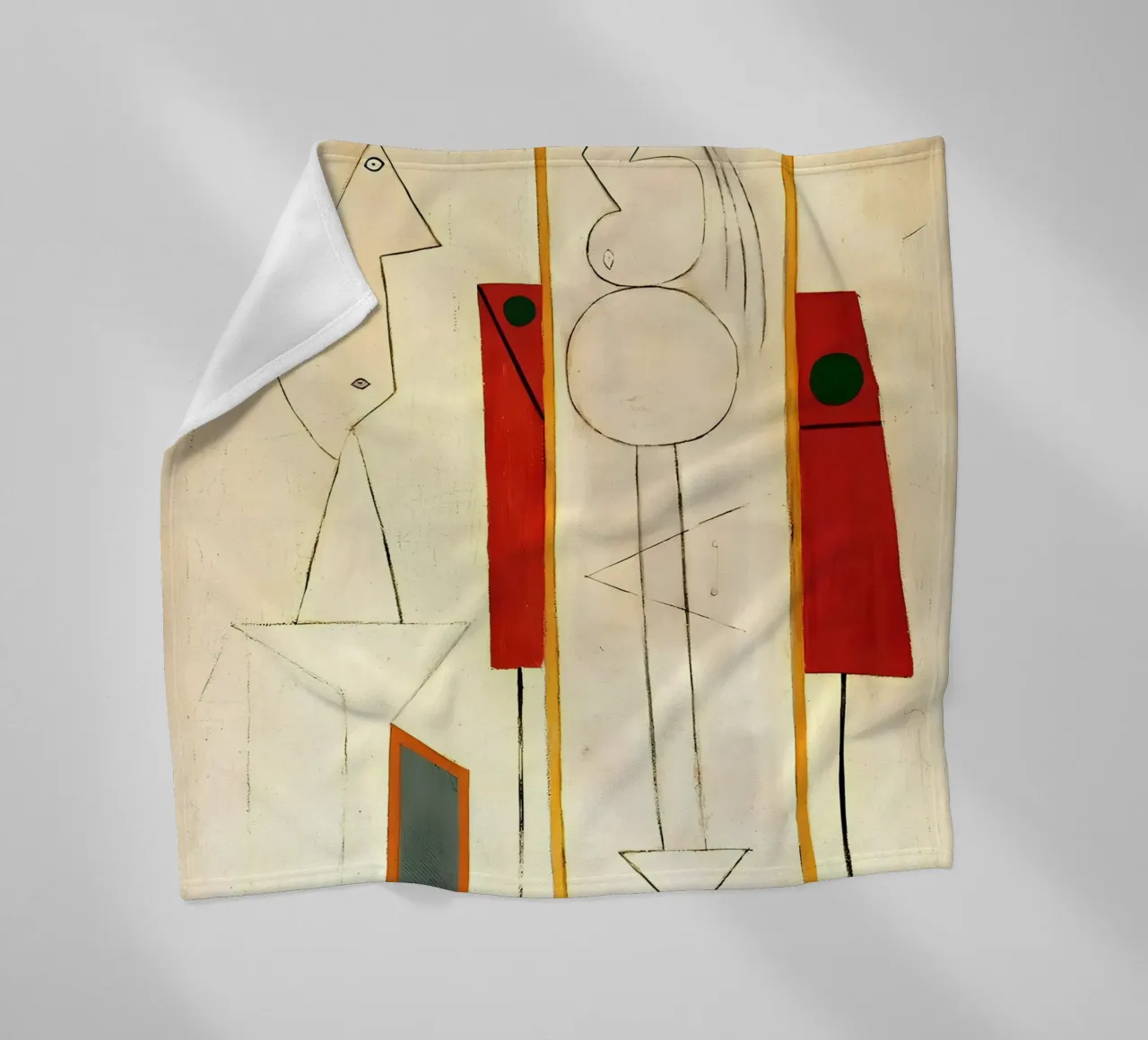 Forme surreali ispirate a Picasso - Arte astratta minimalista Pri coperta in pile da homdeco