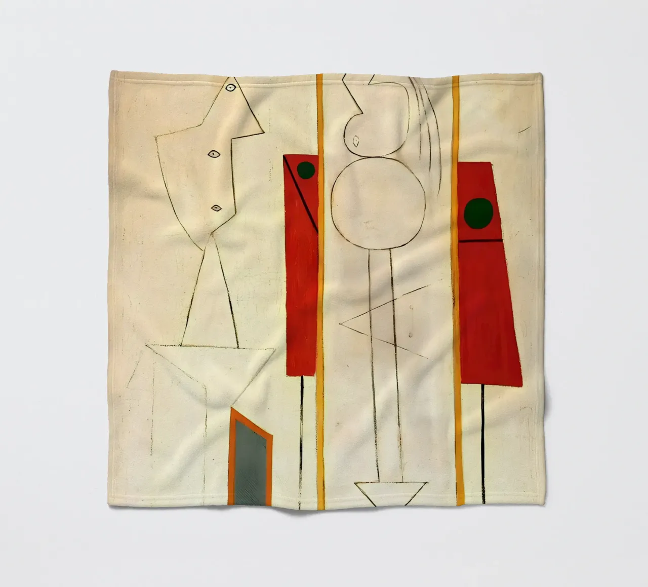 Forme surreali ispirate a Picasso - Arte astratta minimalista Pri coperta in pile da homdeco