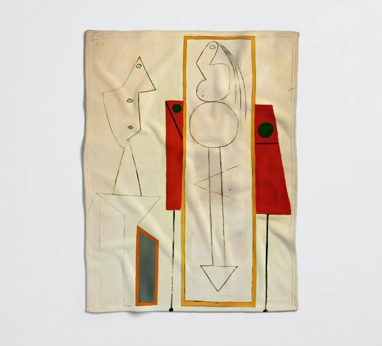 Forme surreali ispirate a Picasso - Arte astratta minimalista Pri coperta in pile da homdeco